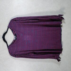 05188 Joie navy & red striped L/S linen knit top S NWT